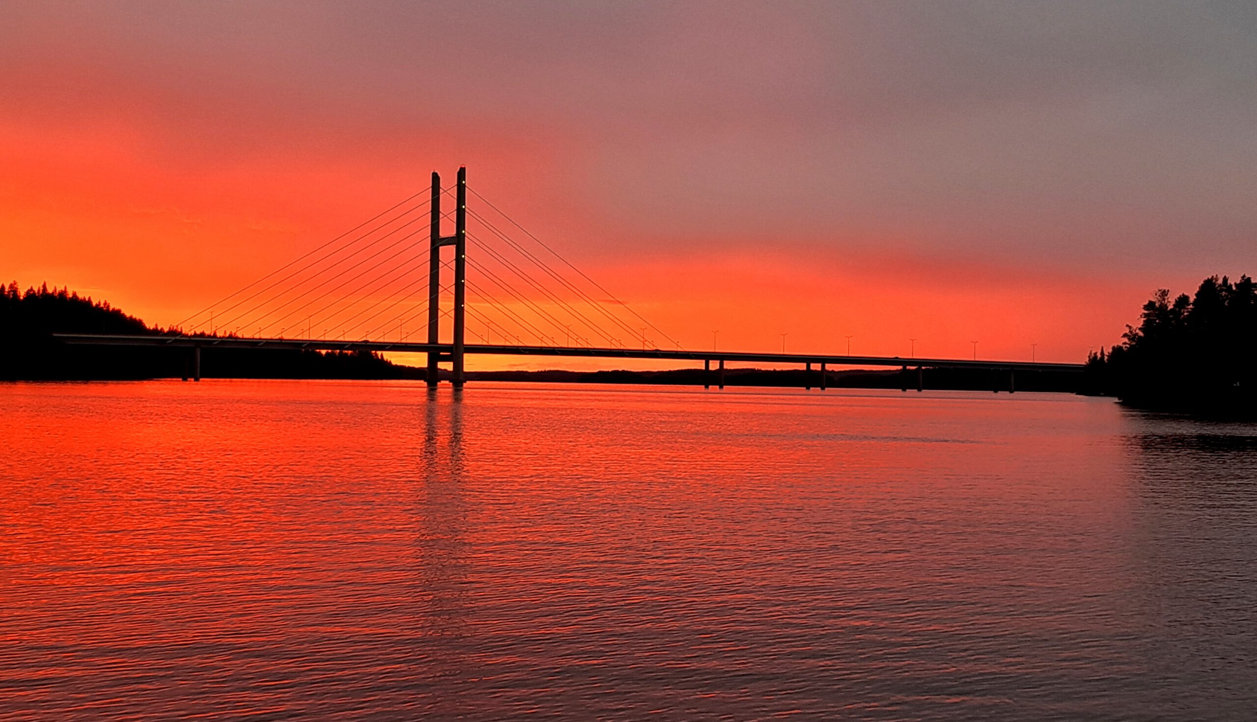 Brücke im Abendrot in Heinola, Finnland